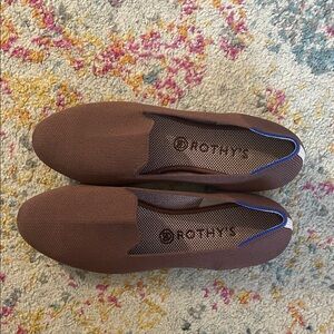 Rothy's Brown Mesh Slip-On Flats with Blue Trim